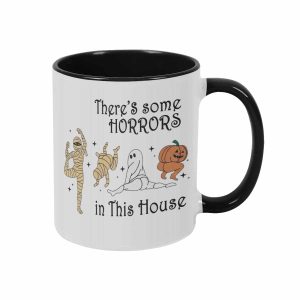 Funny Yoga Mummy Pumpkin Ghost Mug 11oz 15oz There Is Some Horrors In This House Printed Pattern Ceramic Cup Durable Microwave Safe Perfect Gift For Halloween Office Party Yoga Lover Home Kitchen Decor