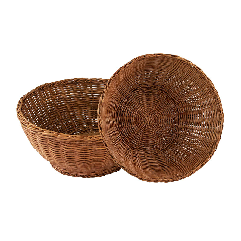 Round handmade rattan storage basket living room kitchen bedroom storage basket vegetable fruit snack dried fruit bread basket