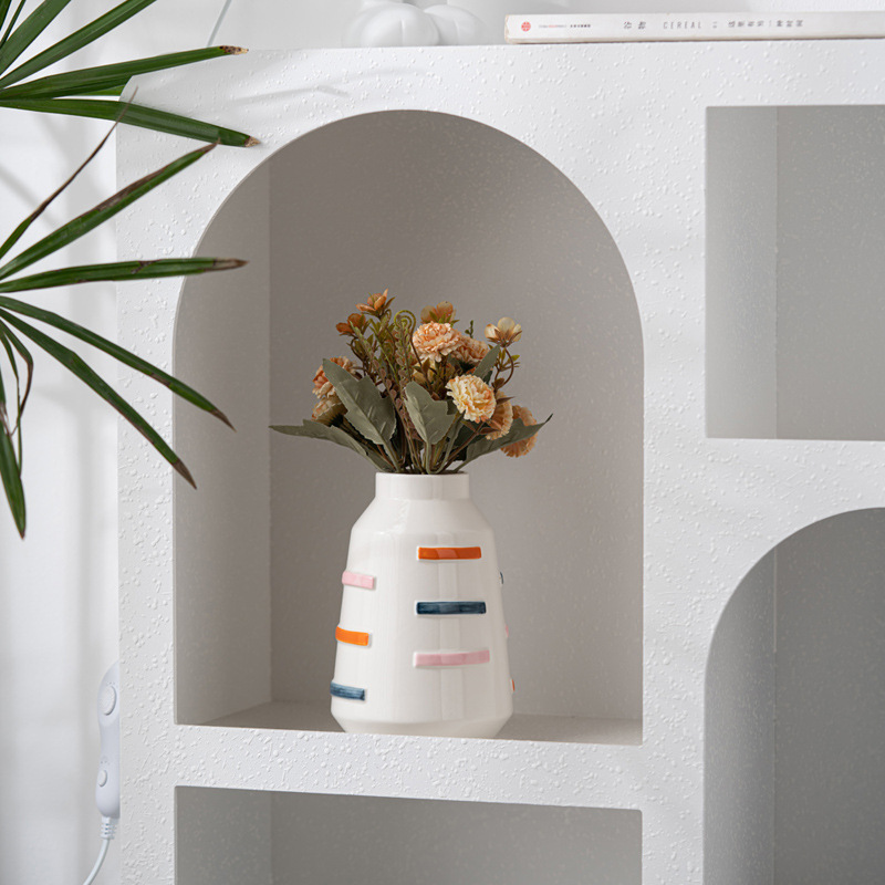 Modern simple style ceramic contrasting color small vase light luxury textured home decoration
