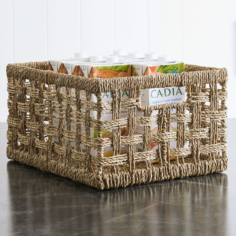 Hollow straw storage basket snack beverage miscellaneous basket Japanese simple hand-woven storage box