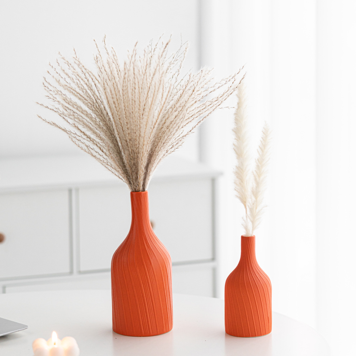 Daimon Xiaoqing Lubao fine mouth bottle modern simple ceramic vase high-end home decoration ornaments
