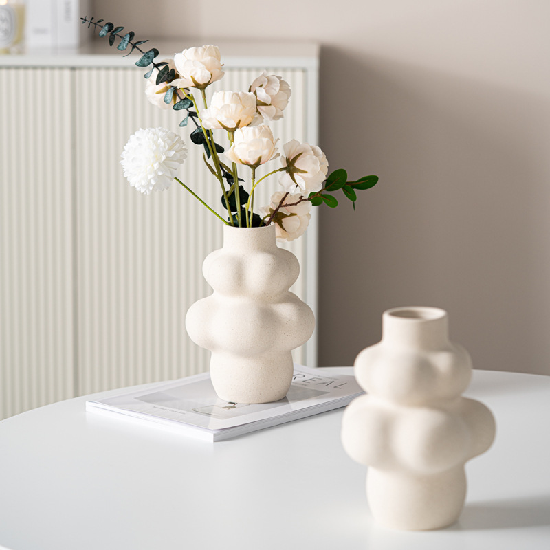 European style simple frosted bubble ball vase light luxury frosted texture handicraft home decoration