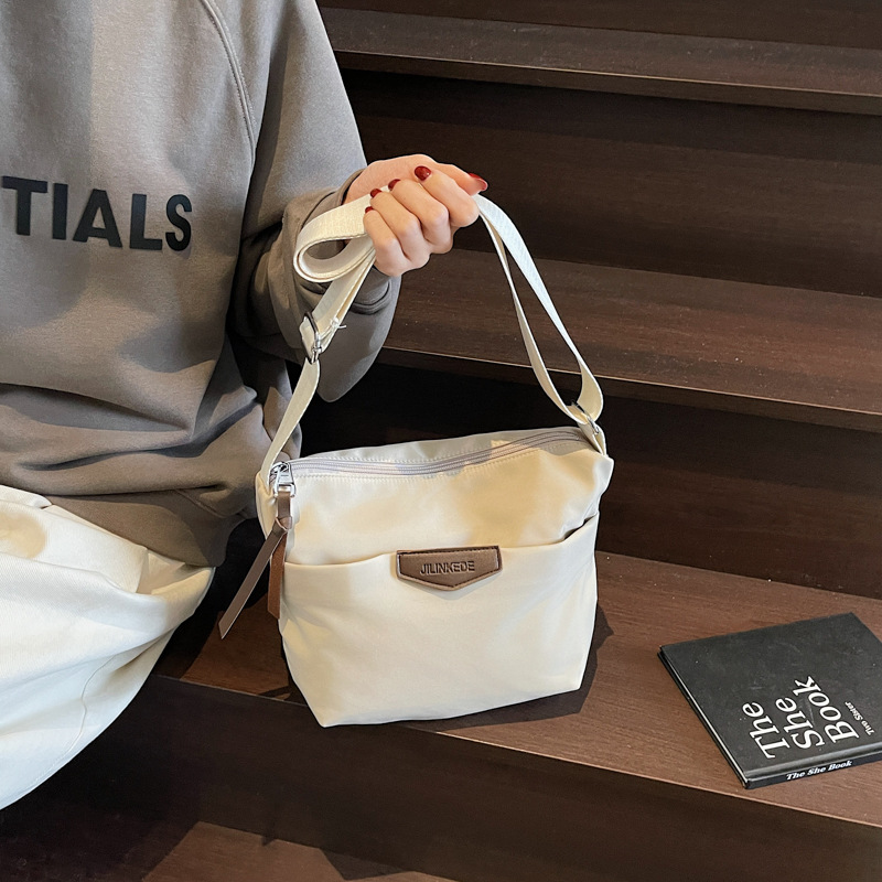 Textured canvas bag crossbody small bag women's versatile Oxford cloth casual shoulder bag lazy style commuting nylon small square bag
