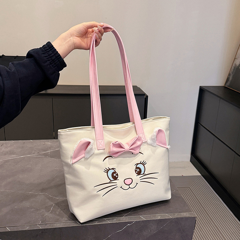 Cute cat shoulder bag Japanese cartoon girl fashionable large capacity casual versatile commuting bag