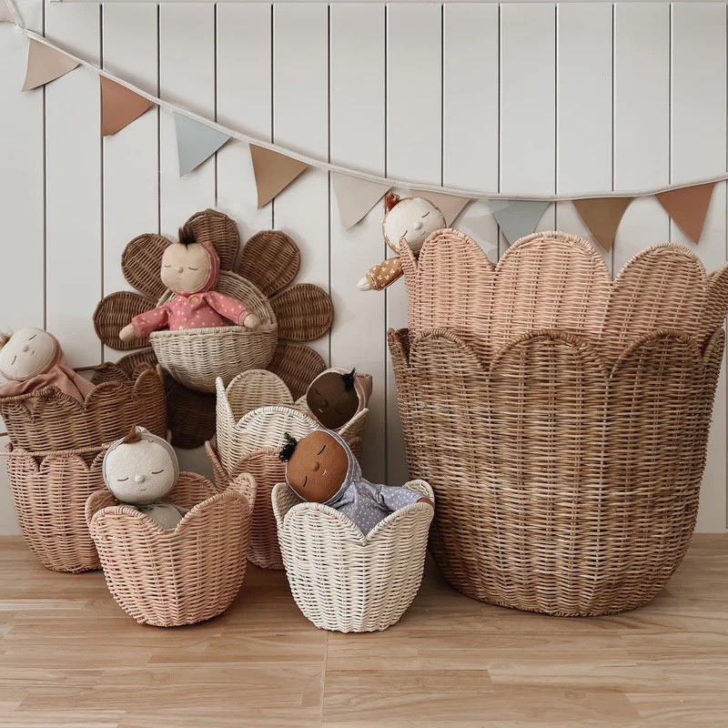 Rattan storage basket homestay decoration toy storage basket hand-woven storage basket